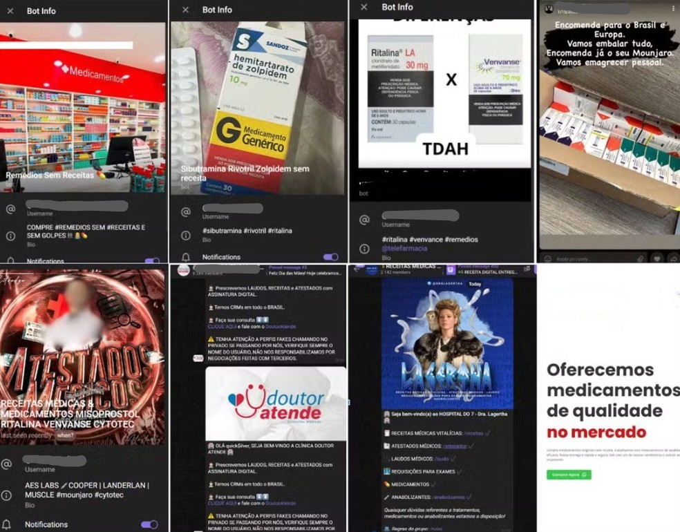 Canais vendem receitas e atestados ilegalmente — Foto: Reprodução/Redes Sociais