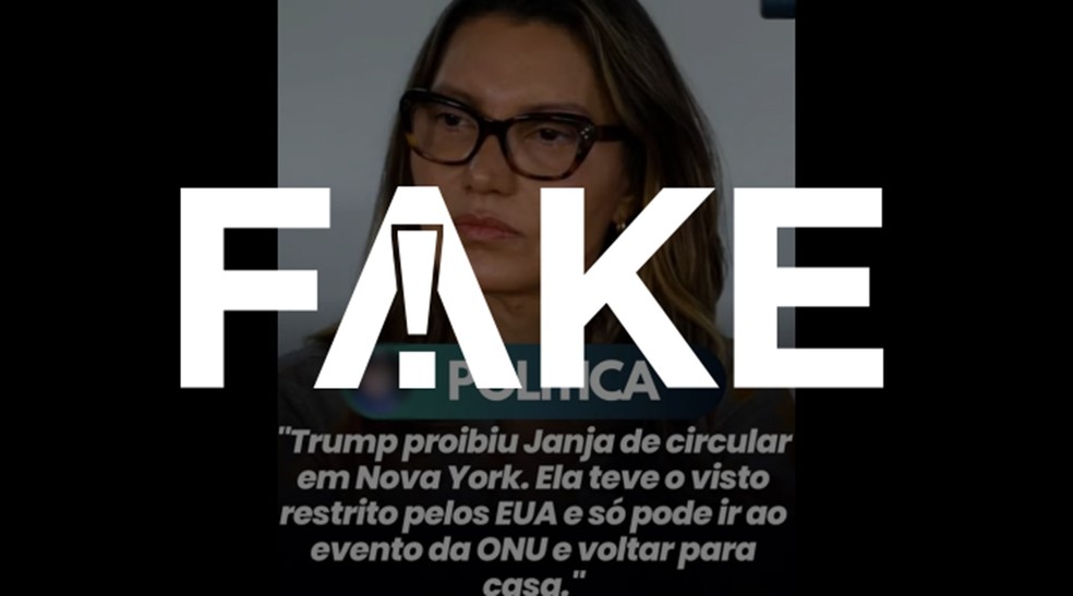 É #FAKE que Trump proibiu Janja de circular em Nova York em viagem para reunião da ONU — Foto: Reprodução