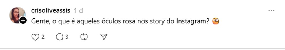 Comentário sobre ícone de óculos no Instagram. — Foto: Reprodução/Threads